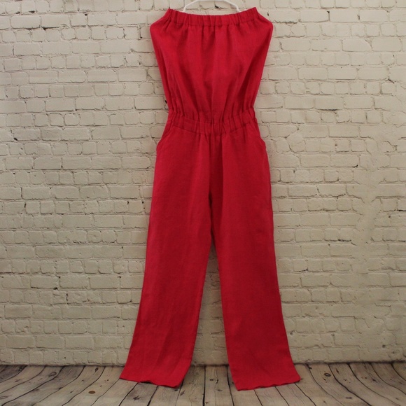 Jolie Pants - Jolie pink summer jumpsuit 100% linen size S